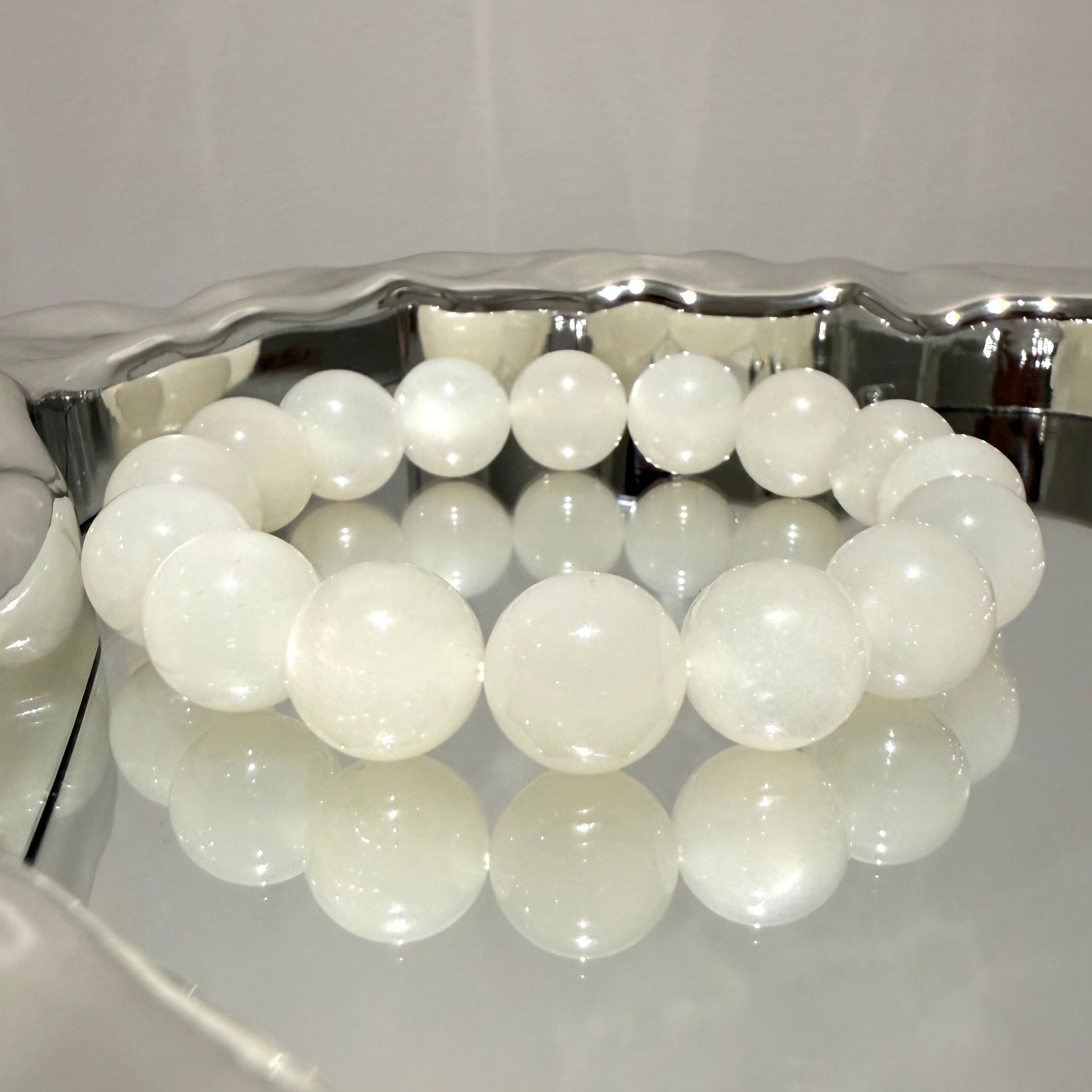 AAA Grade White Moonstone Crystal Bracelet, 13-14mm