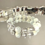 White Moonstone & Clear Quartz 15cm Design Bracelet, 10mm