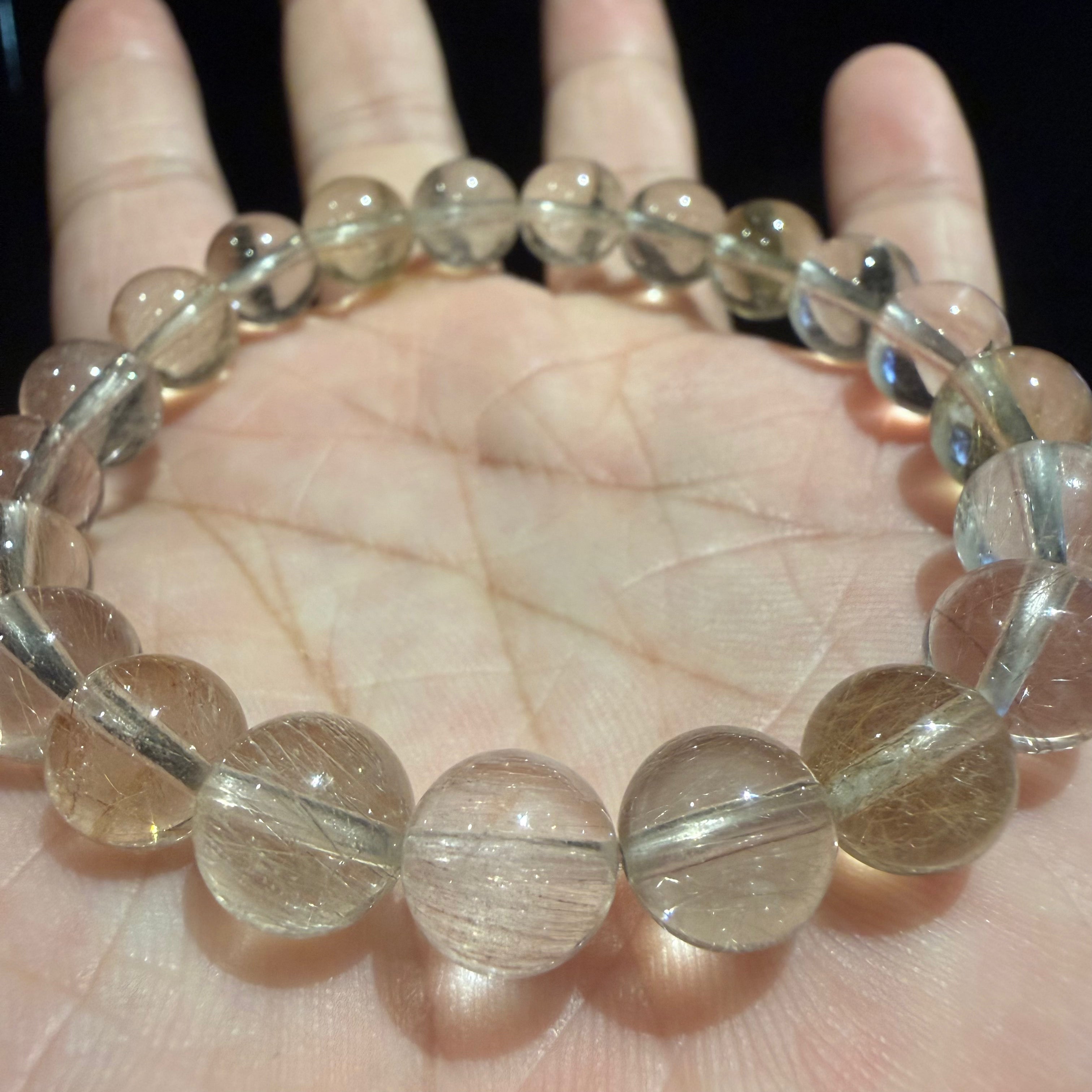 Ice Rabbit Hair Quartz Crystal Bracelet, 9–9.5mm
