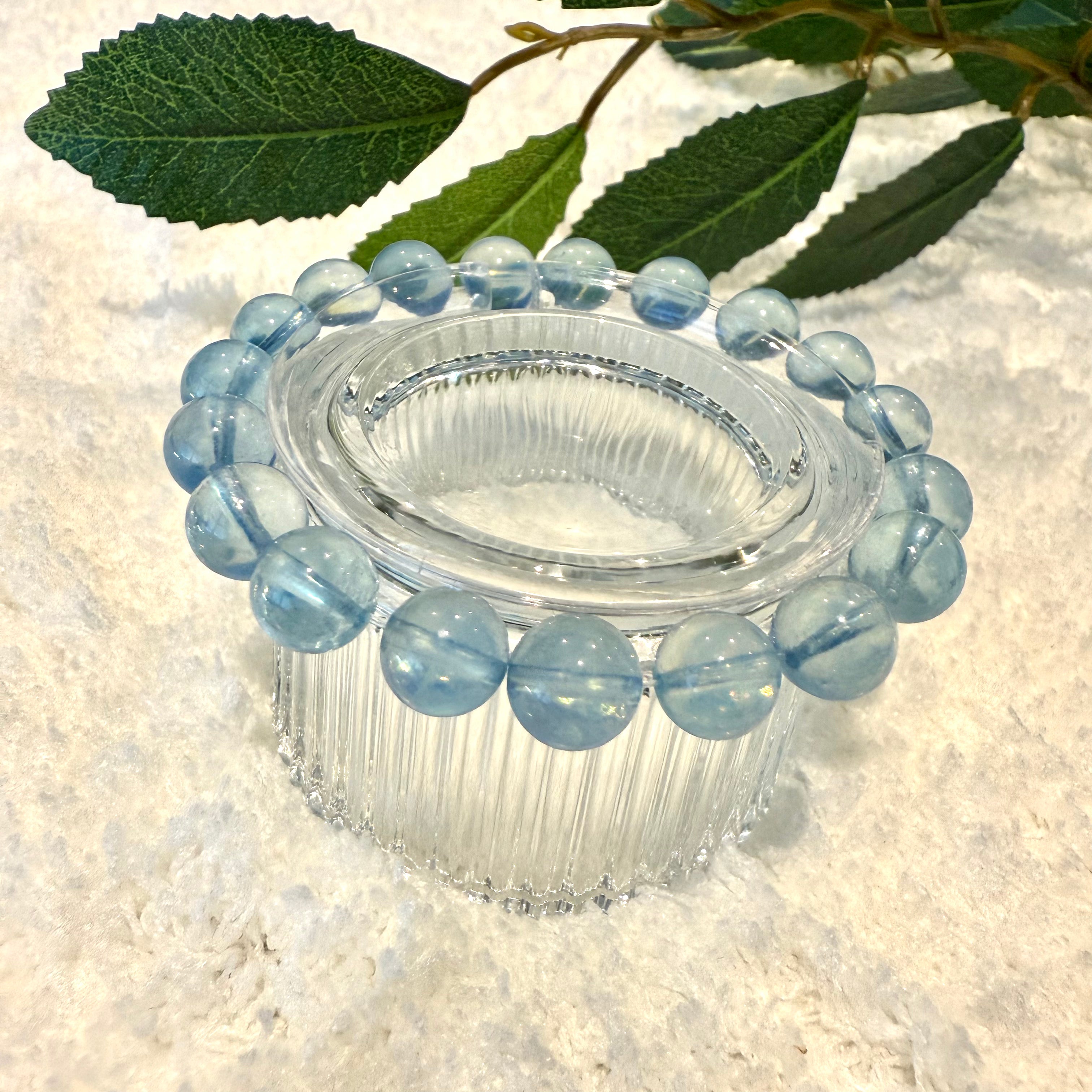 Aquamarine Blue Crystal Bracelet, 8.5-9.0mm