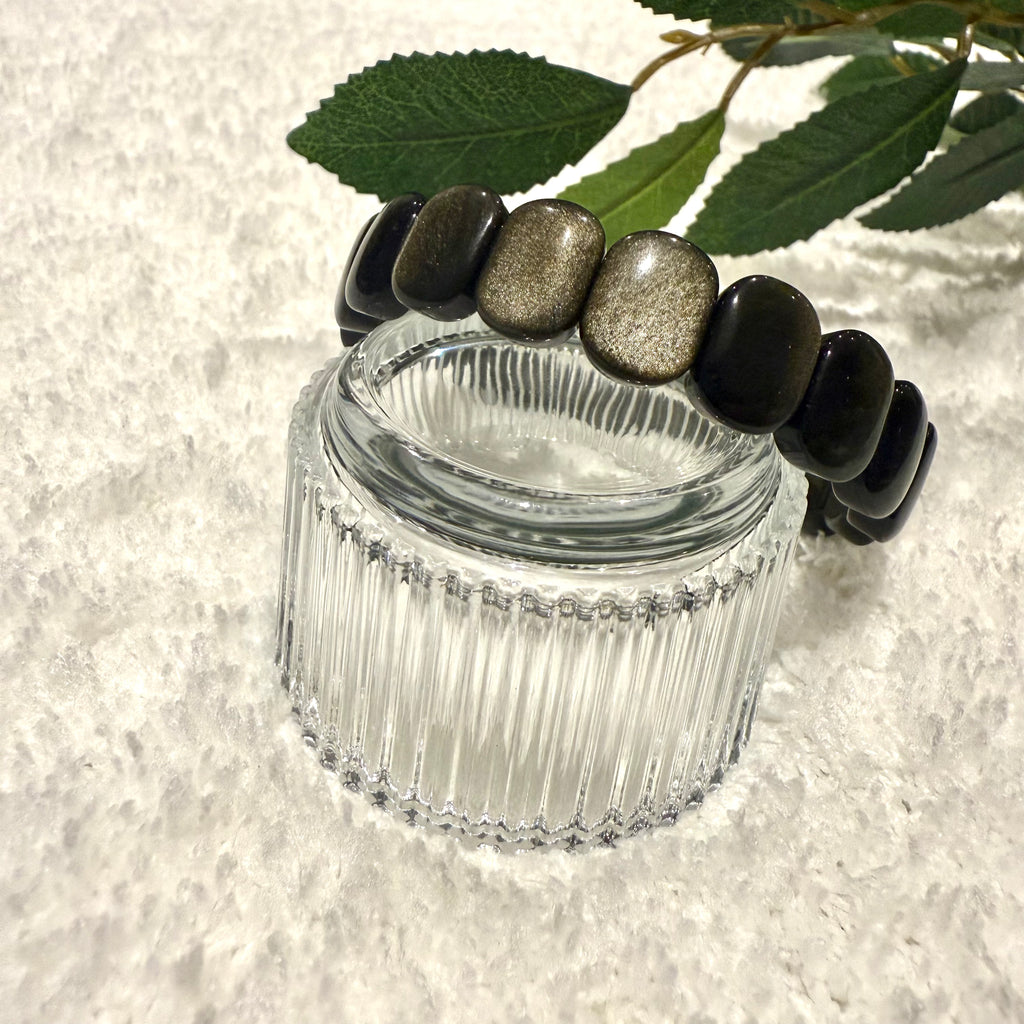 Natural Gold Obsidian Gemstone Bracelet, 14mm x 6mm (suit 17cm)