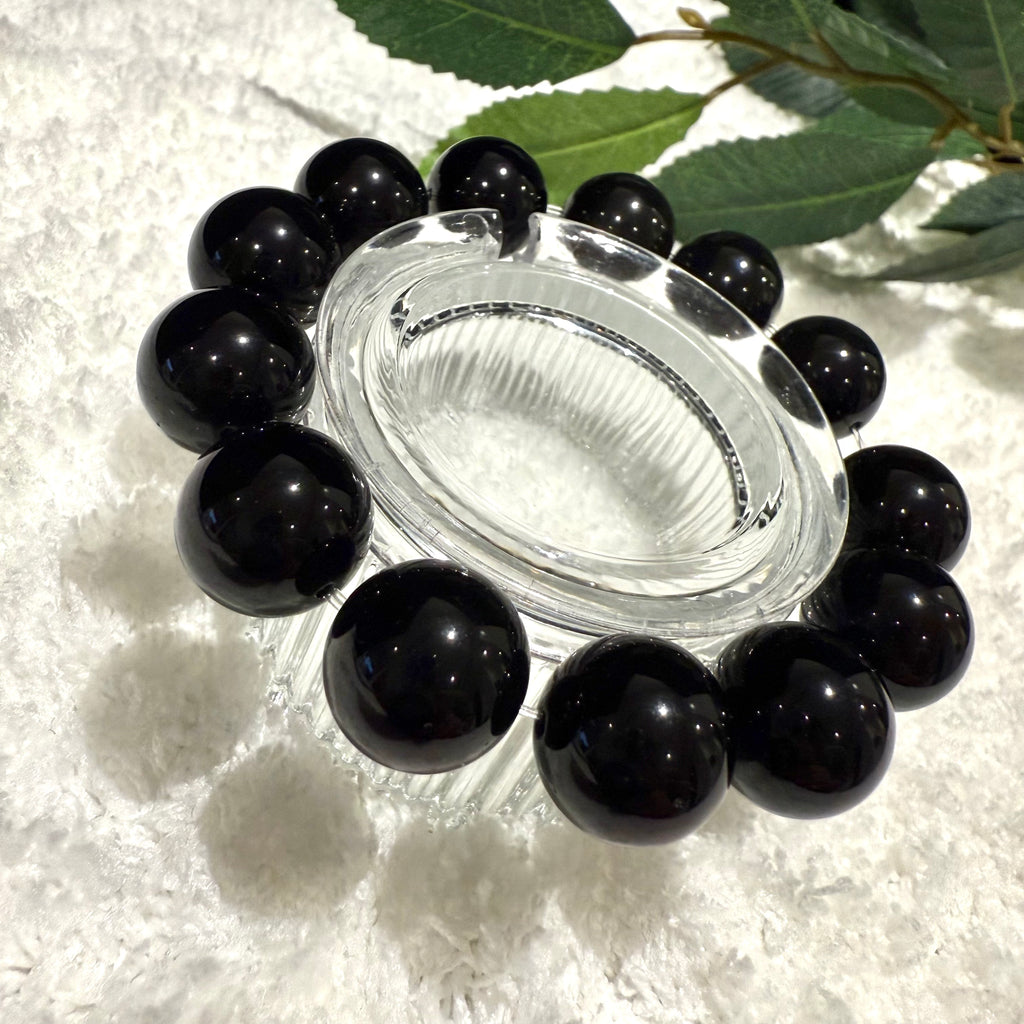 Black Obsidian Gemstone Bracelet, 14mm