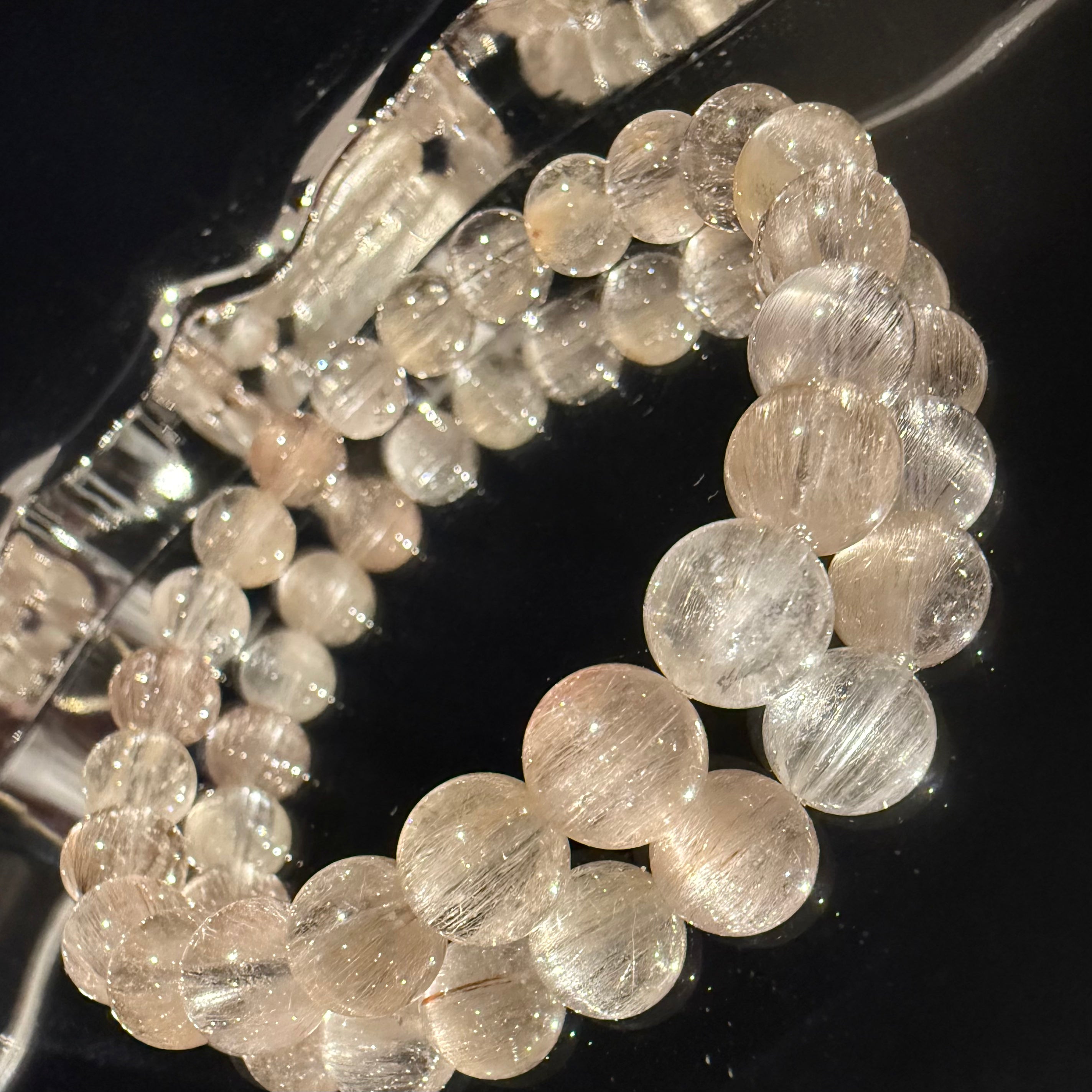 Icey Rabbit Hair Quartz Crystal Bracelet, 8.5-9mm