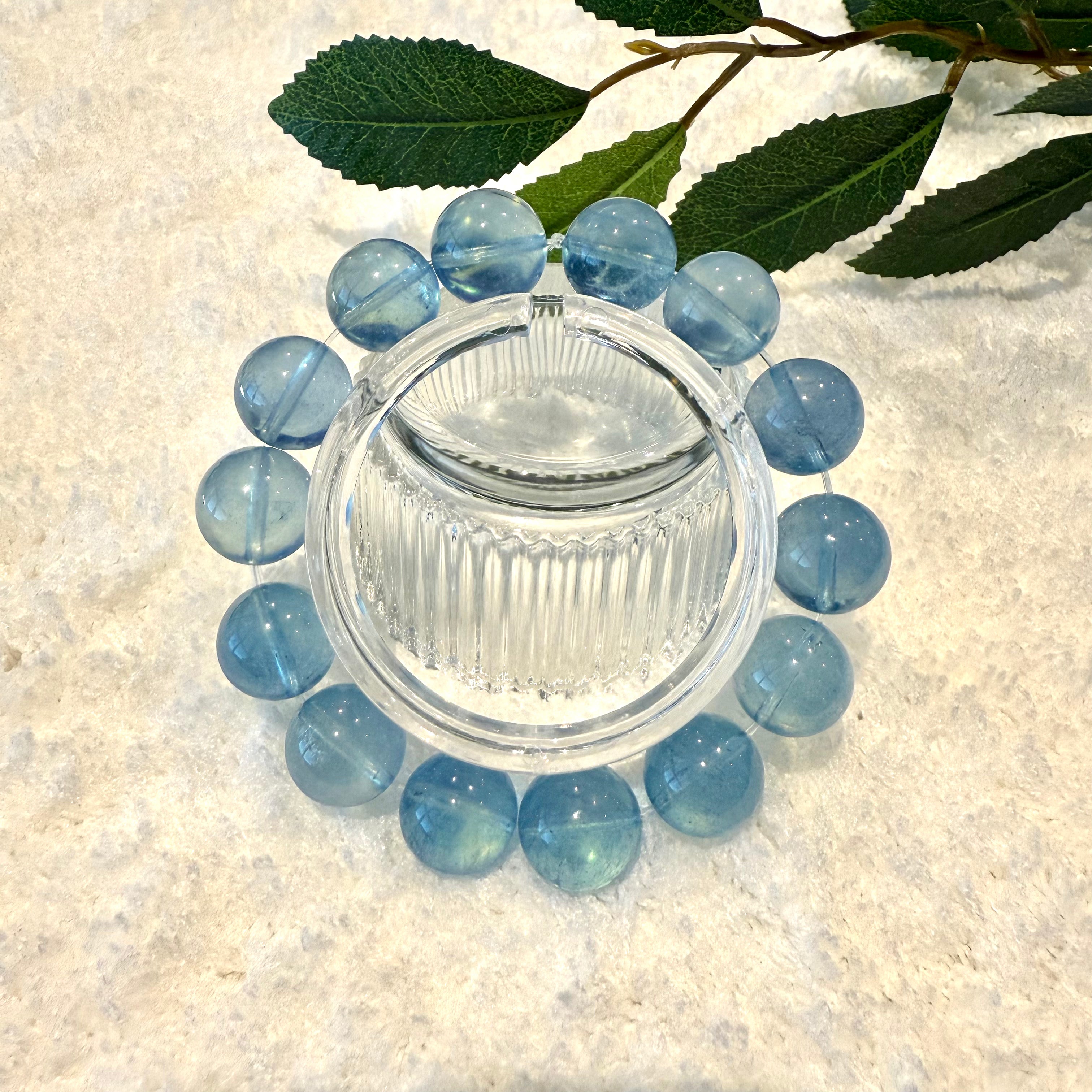 Aquamarine Blue Crystal Bracelet, 13-13.5mm