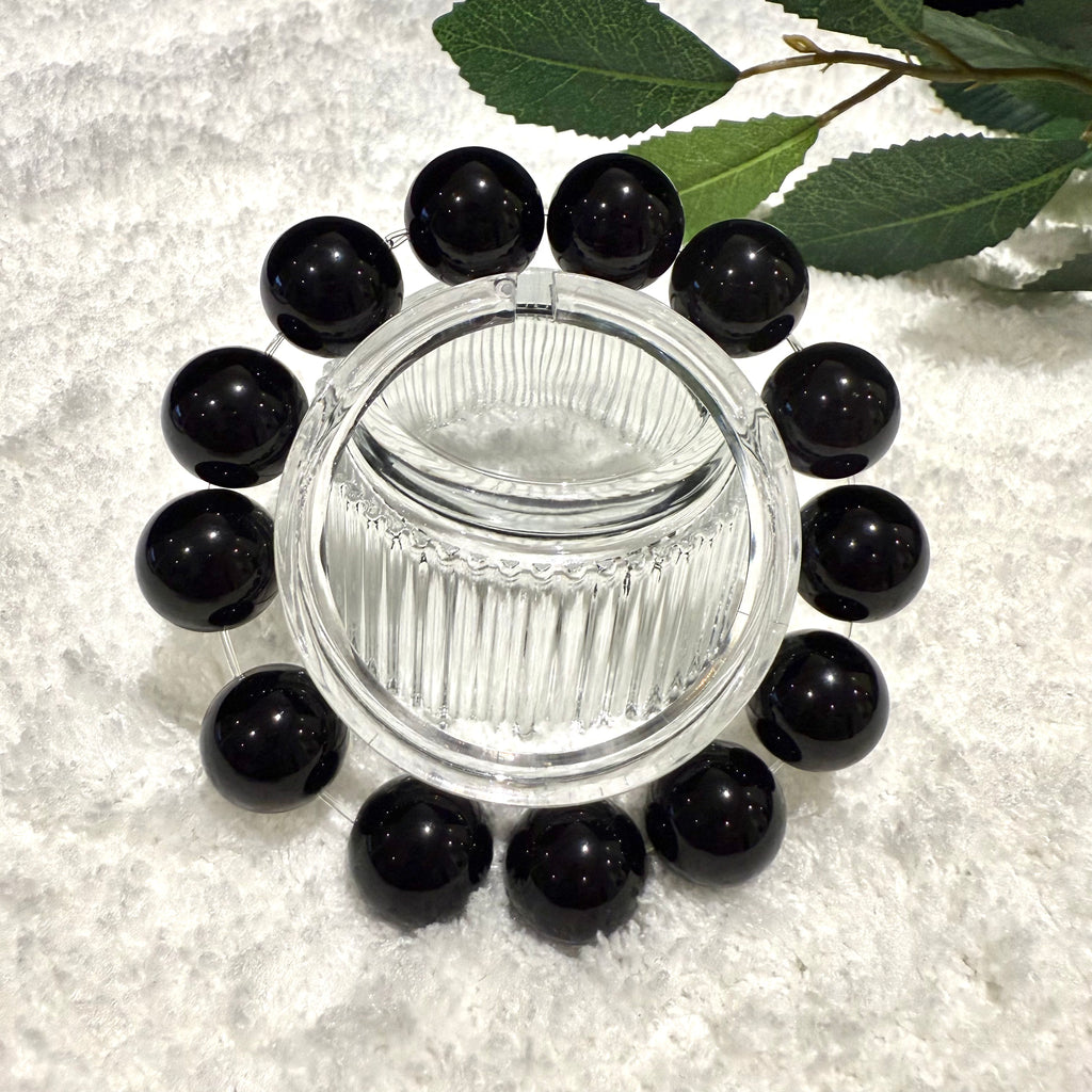 Black Obsidian Gemstone Bracelet, 14mm