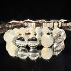 White Moonstone & Clear Quartz 15cm Design Bracelet, 10mm