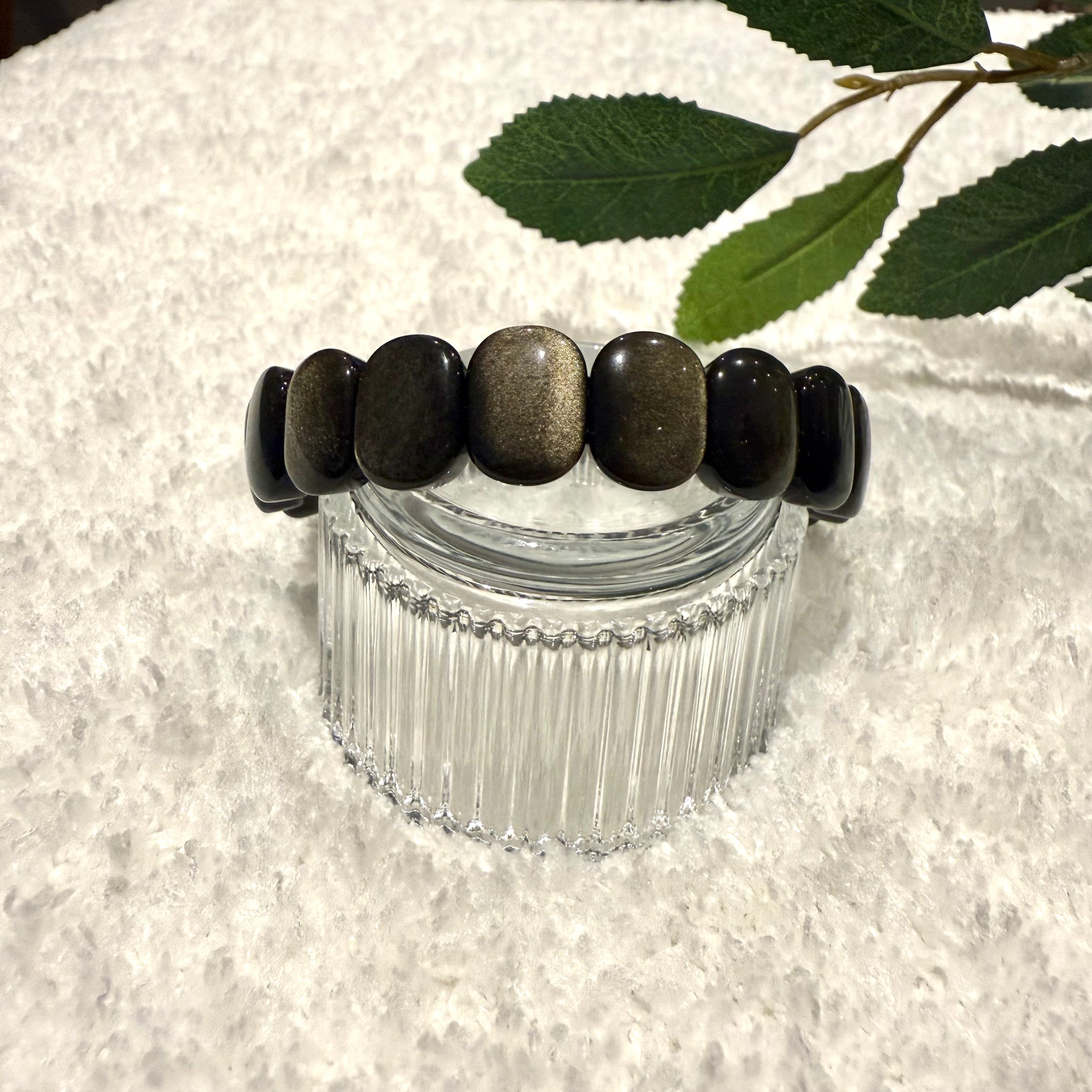 Natural Gold Obsidian Gemstone Bracelet, 14mm x 6mm (suit 17cm)