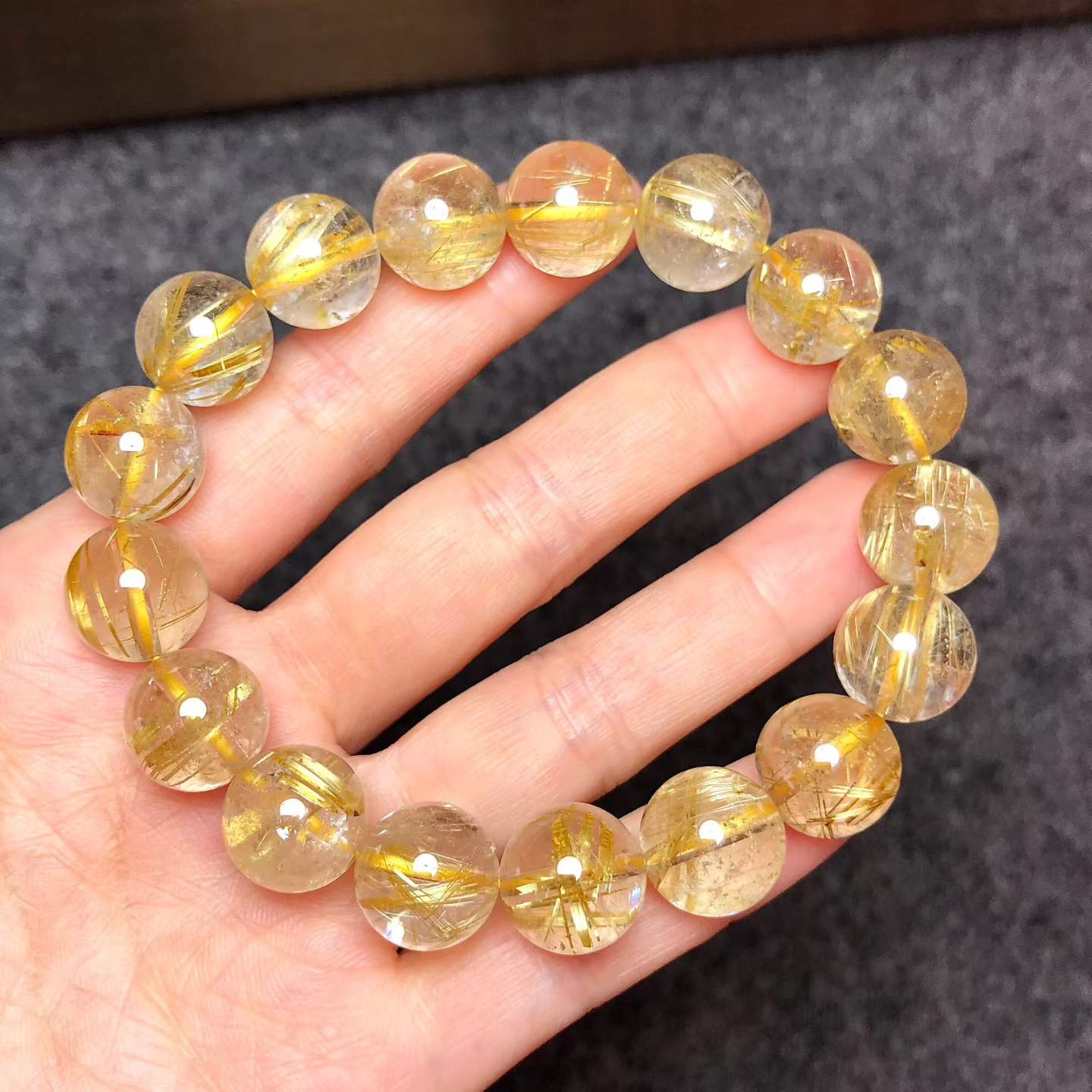 Brazilian Titanium & Golden Rutilated Quartz Bracelet – 12.6mm