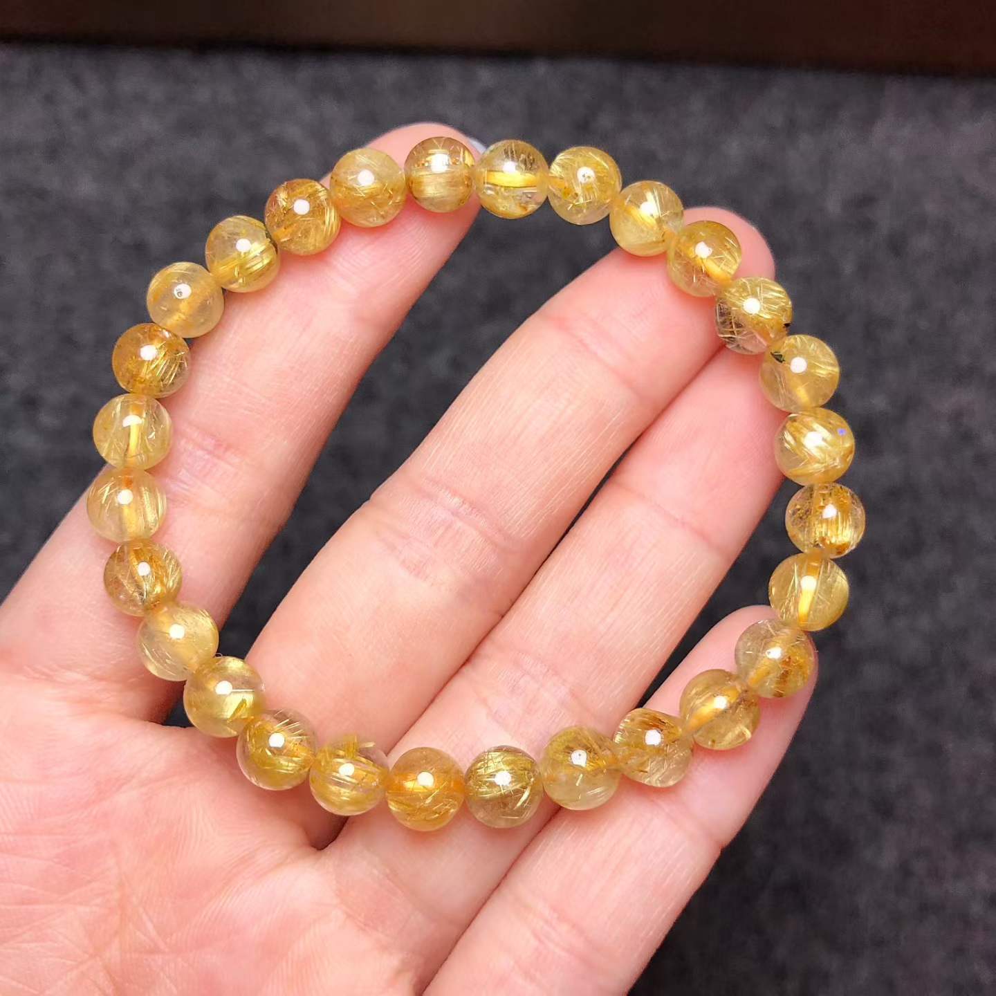 Brazilian Titanium & Golden Rutilated Quartz Bracelet – 6.5mm