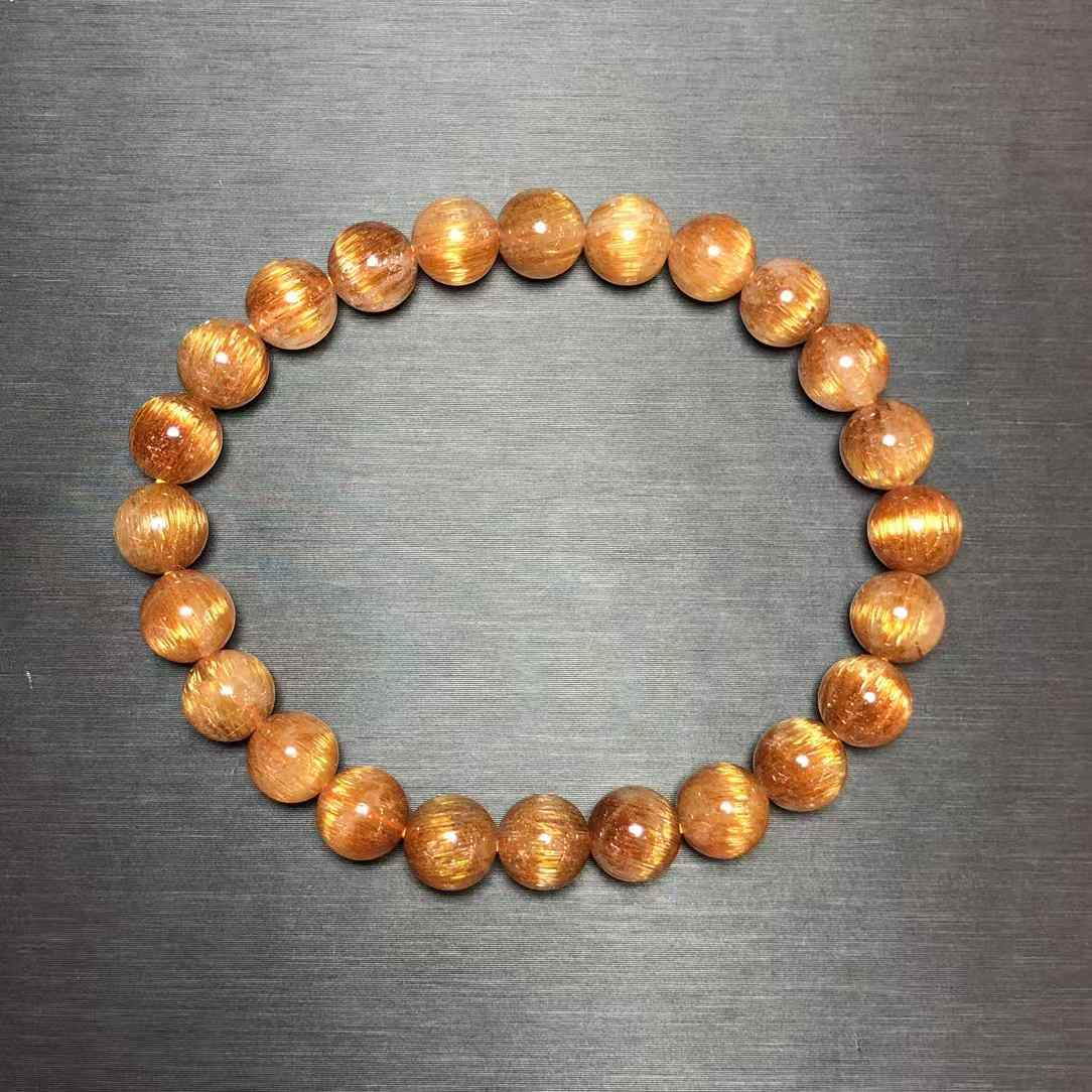 Natural Old-Mine Copper Rutilated Quartz Bracelet – 7.8mm