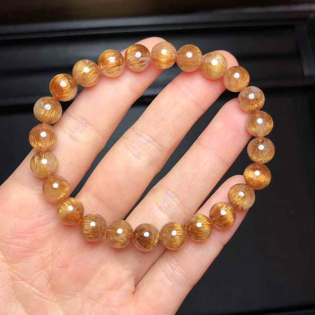 Natural Old-Mine Copper Rutilated Quartz Bracelet – 7.8mm