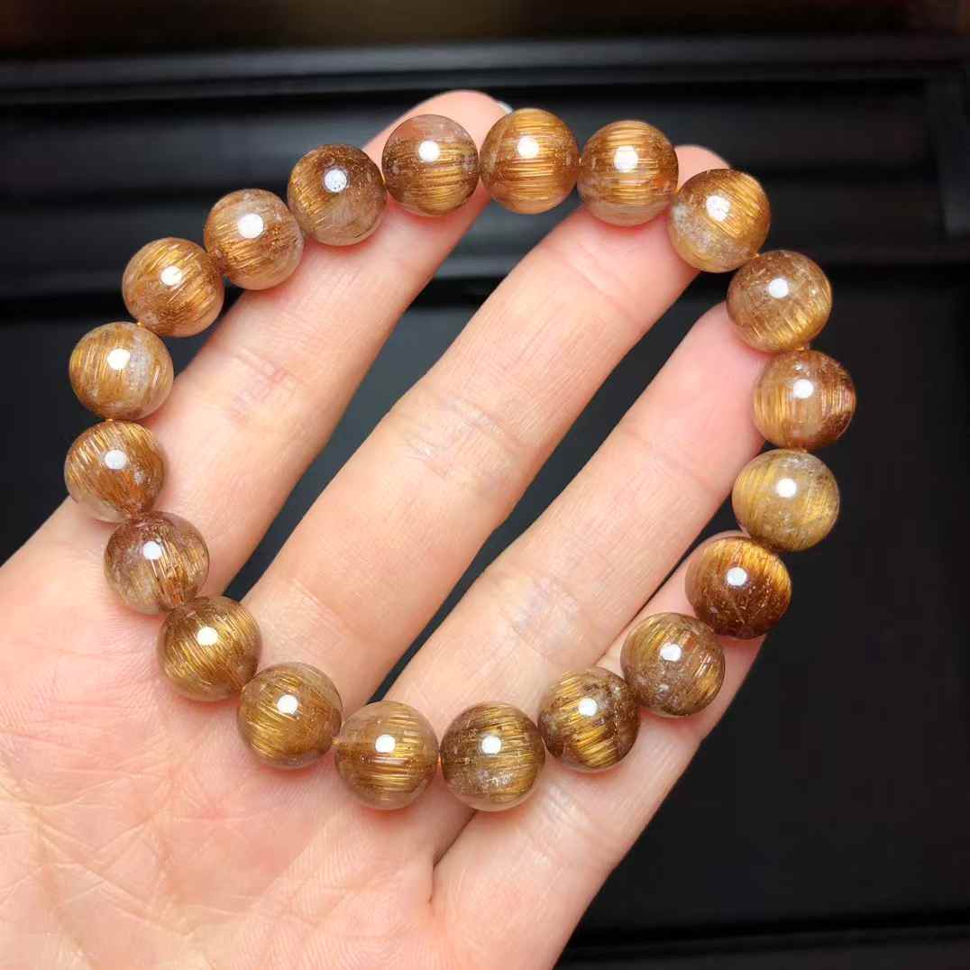 Natural Old-Mine Copper Rutilated Quartz Bracelet – 9.5mm
