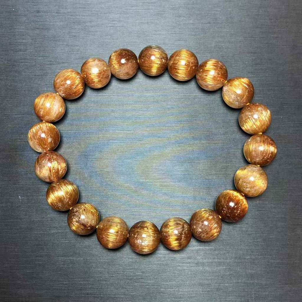 Natural Old-Mine Copper Rutilated Quartz Bracelet – 9.5mm