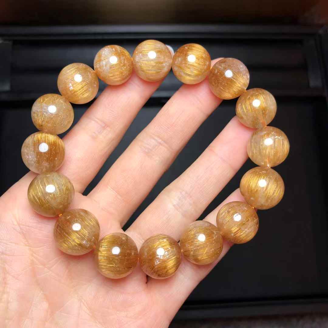 Premium Old-Mine Copper Rutilated Quartz Bracelet – 13.3mm