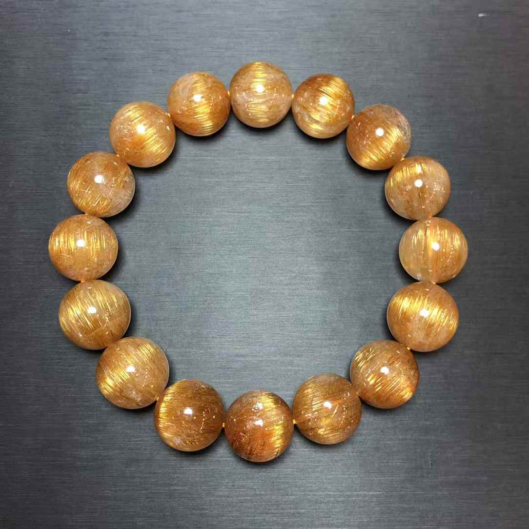 Premium Old-Mine Copper Rutilated Quartz Bracelet – 13.3mm