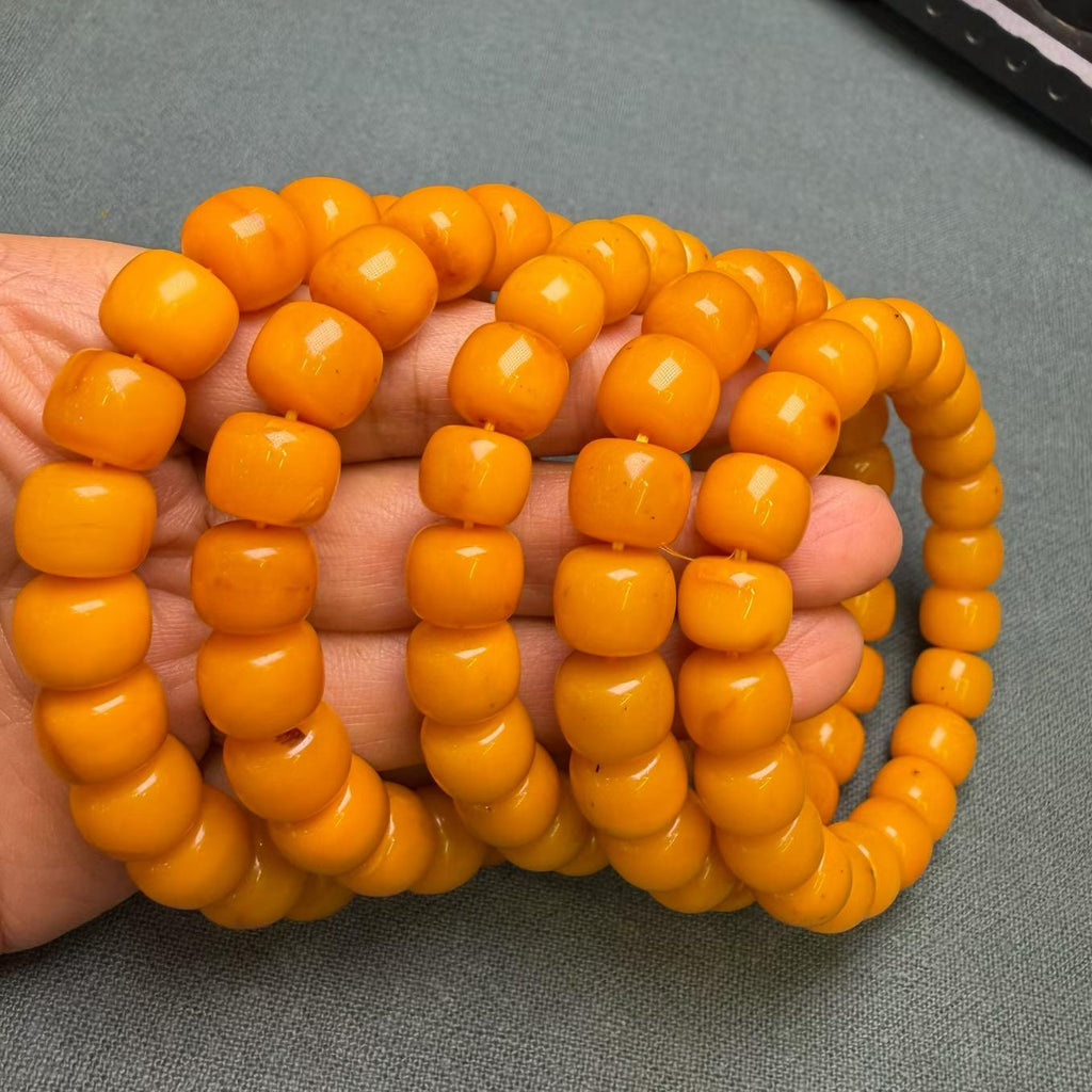 Golden Yellow Beeswax Amber Bracelet – 10mm
