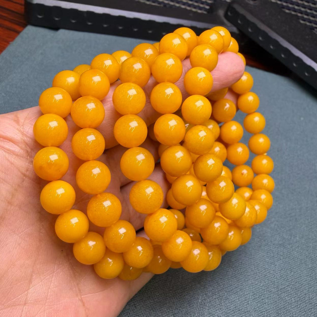 Golden Yellow Beeswax Amber Bracelet – 9mm