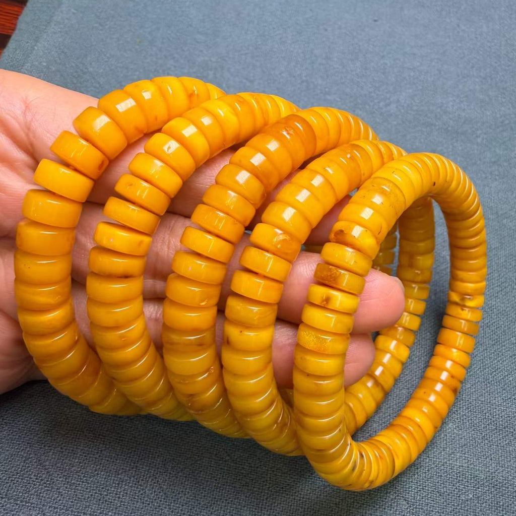 Natural Old Amber Tablet Beads Bracelet – 9mm