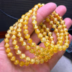 Natural Beeswax Amber Lotus Carved Bracelet – 7mm+