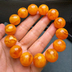 Premium Red Flower Wax Amber Bracelet – 16mm+