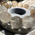 16.5mm -17mm Premium Candy Rabbit Hair Quartz with Cat Eyes Crystal Bracelet