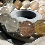 16.5mm -17mm Premium Candy Rabbit Hair Quartz with Cat Eyes Crystal Bracelet