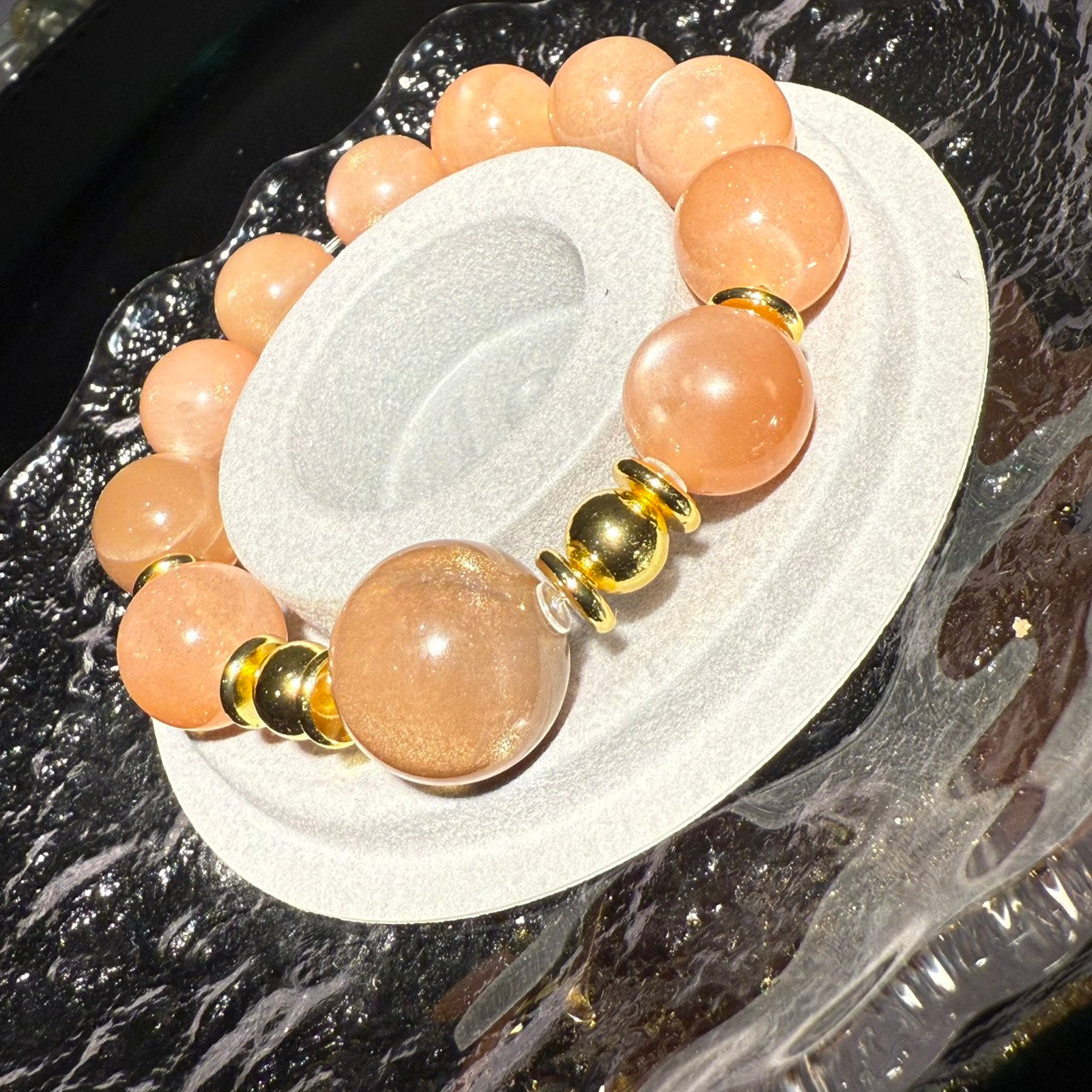 14mm-14.5mm & 18mm Orange Moonstone Crystal Bracelet