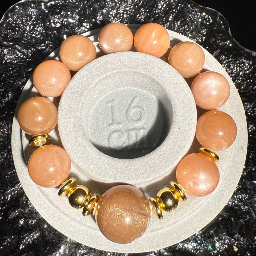 14mm-14.5mm & 18mm Orange Moonstone Crystal Bracelet