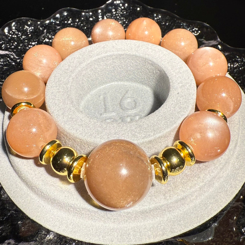 14mm-14.5mm & 18mm Orange Moonstone Crystal Bracelet