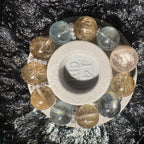 16mm -16.8mm & 18.5mm Aquamarine & Silver Rutile Quartz Design Bracelet