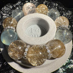 16mm -16.8mm & 18.5mm Aquamarine & Silver Rutile Quartz Design Bracelet