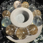 16mm -16.8mm & 18.5mm Aquamarine & Silver Rutile Quartz Design Bracelet