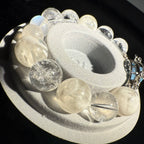 Aquamarine, Azeztulite, Snow Phantom Quartz 16cm Bracelet, 13.5 -14.5mm & 11.5mm