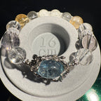 Aquamarine, Amethyst, Yellow & Clear Azeztulite, Green Garden, Snow Phantom Quartz 16cm Bracelet, 11.5-12.5mm