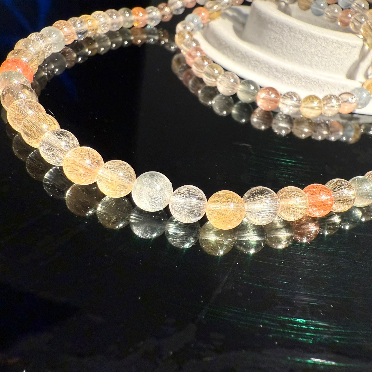 Mixed Color Rutile Quartz Bracelet, 5.5-6mm