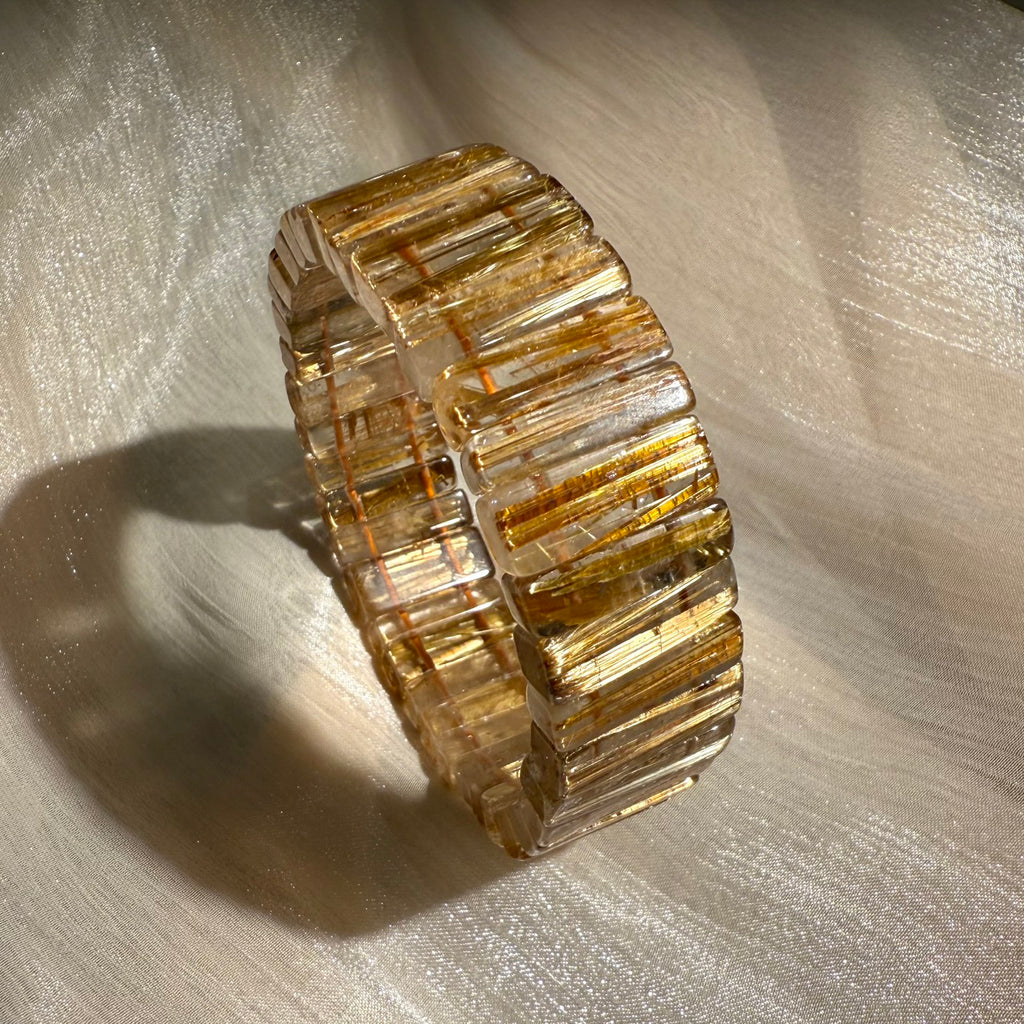 Gold Rutile Quartz Bracelet, 19mm (suit 17-18cm)
