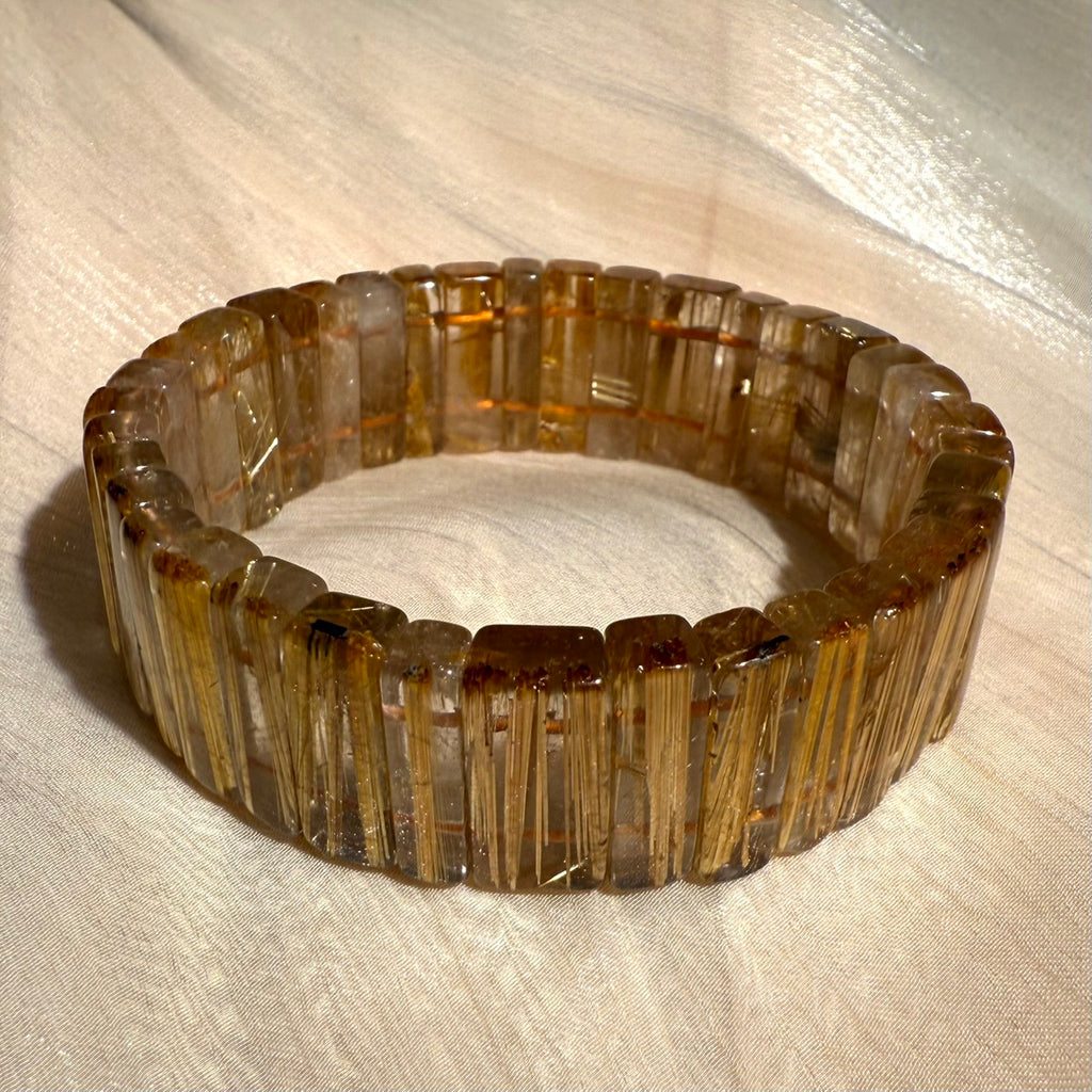 Gold Rutile Quartz Bracelet, 19mm (suit 17-18cm)