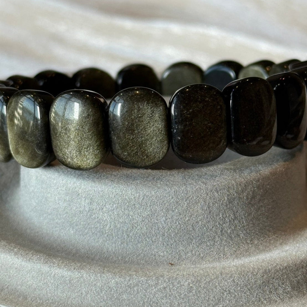 Natural Gold Obsidian Gemstone Bracelet, 14mm x 6mm (suit 17cm)