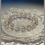 12 - 12.5 mm Natural Icy Orange Rose Quartz Crystal Beaded Bracelet, Adjustable 14-17 cm