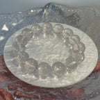 12 - 12.5 mm Natural Icy Orange Rose Quartz Crystal Beaded Bracelet, Adjustable 14-17 cm