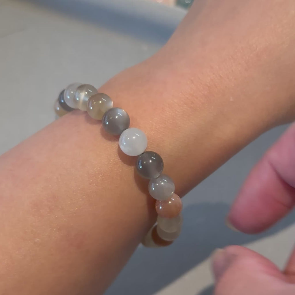 Mixed Moonstone Natural Crystal Bracelet, 8-8.5mm