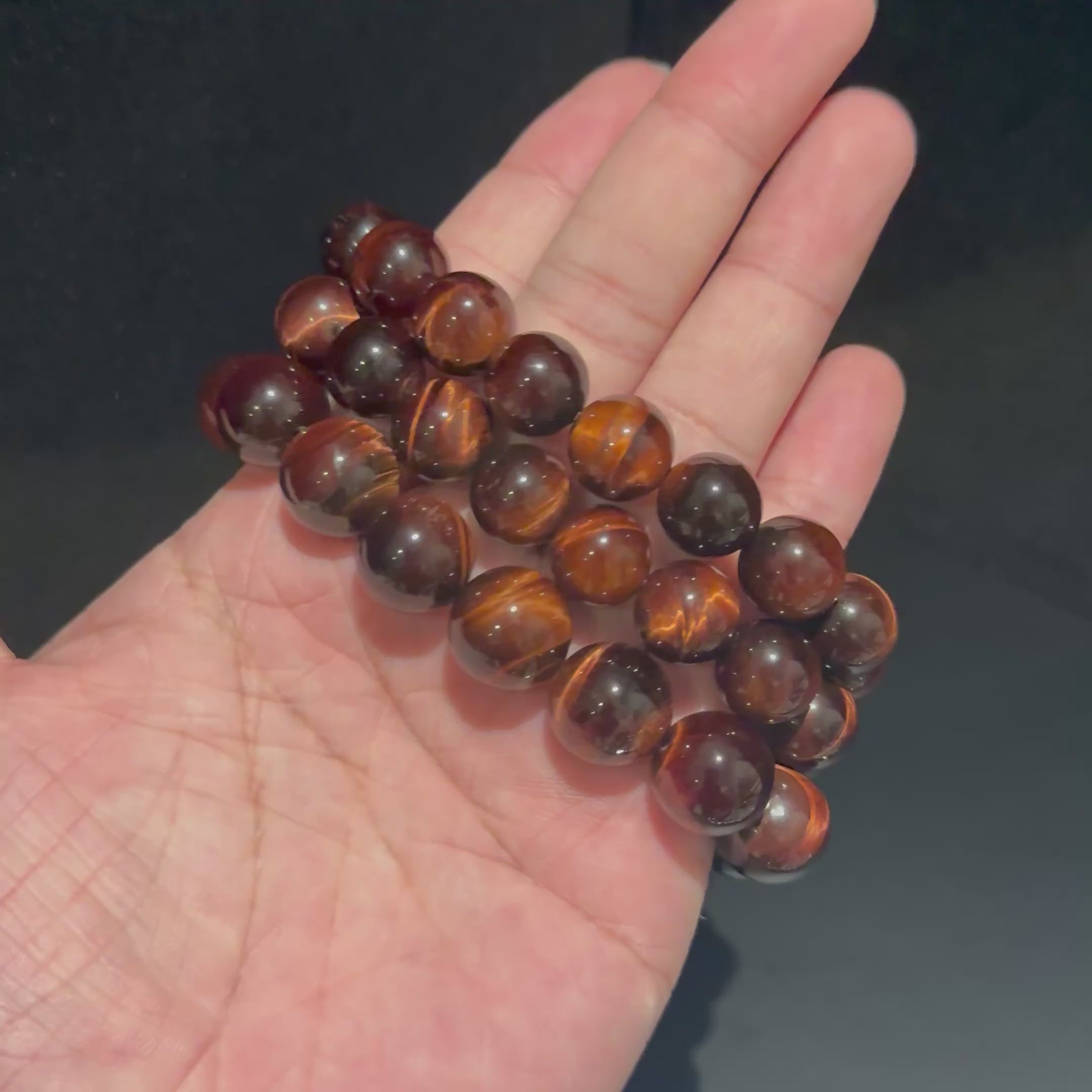 Red Tiger’s Eye Gemstone Bracelet, 12mm, 14mm