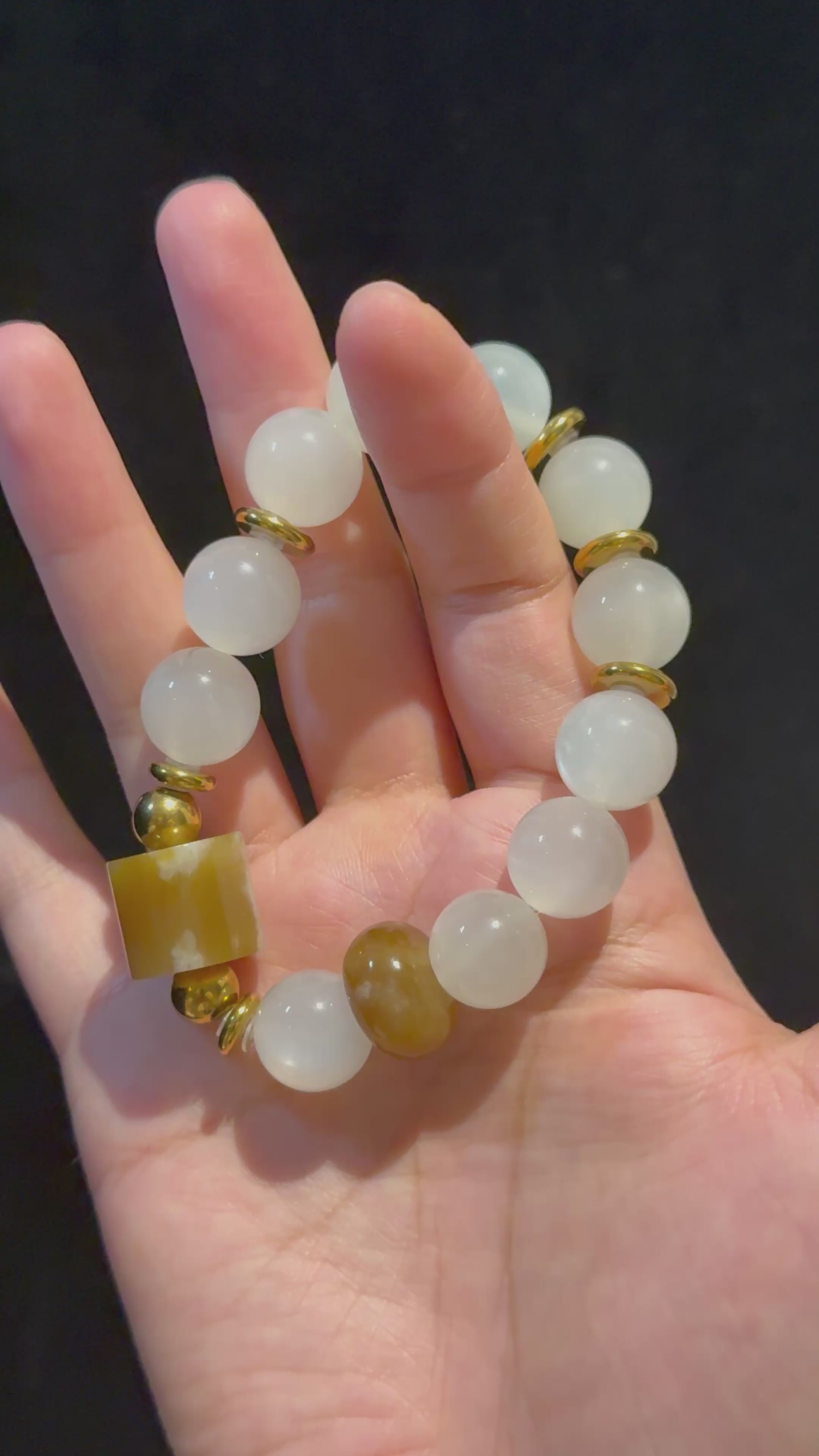 AAA Grade White Moonstone Crystal Bracelet, 13-14mm