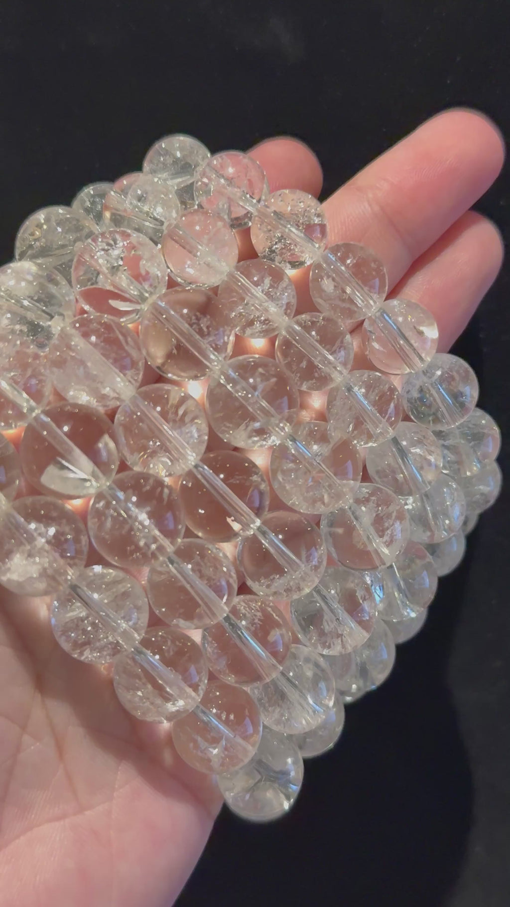 Clear Natural Azeztulite Quartz Rainbow Play Crystal Bracelet, 12mm/14mm