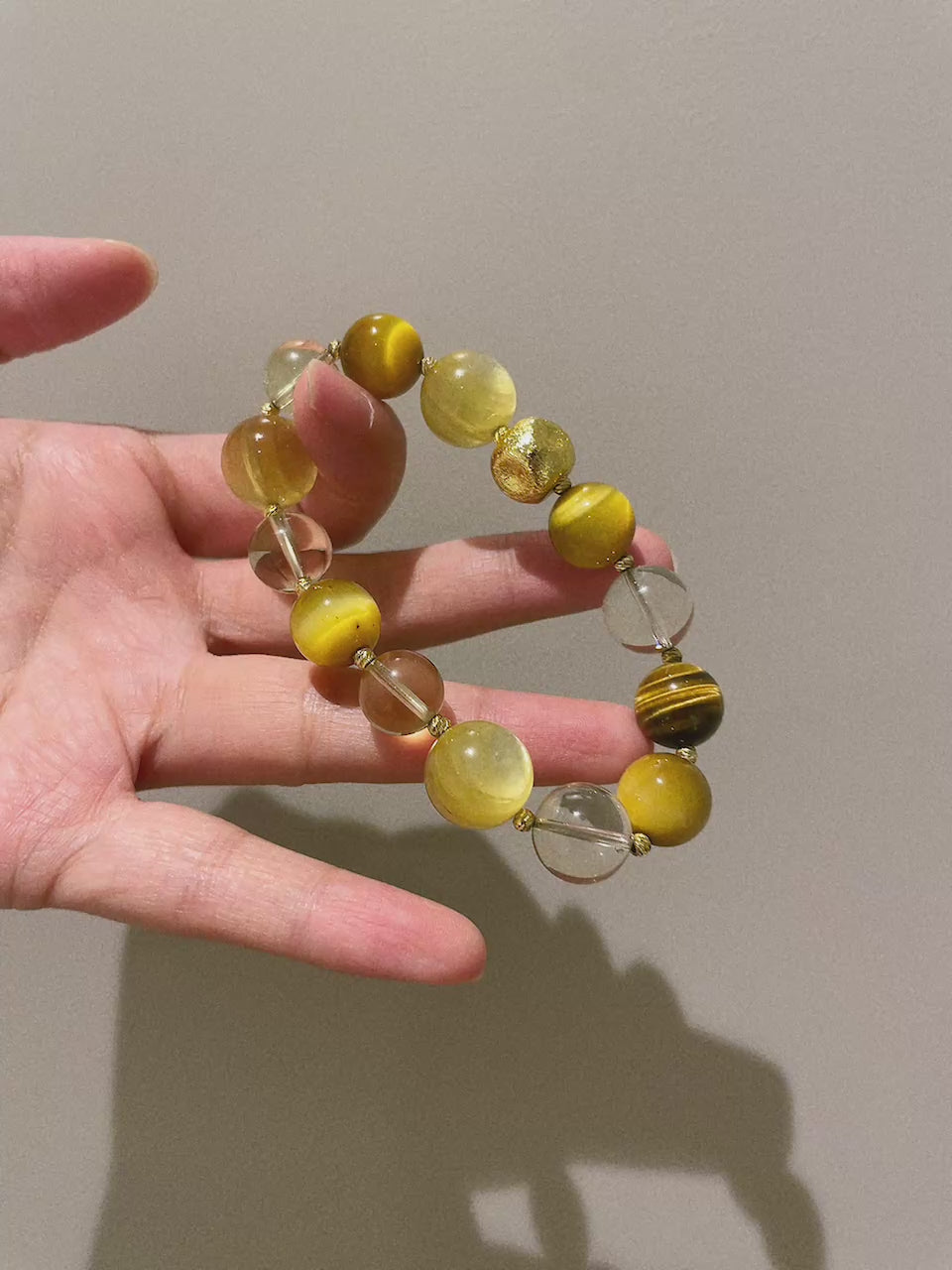 Gold Lepidolite, Citrine, Gold Tiger Eyes& Yellow Tiger Eyes