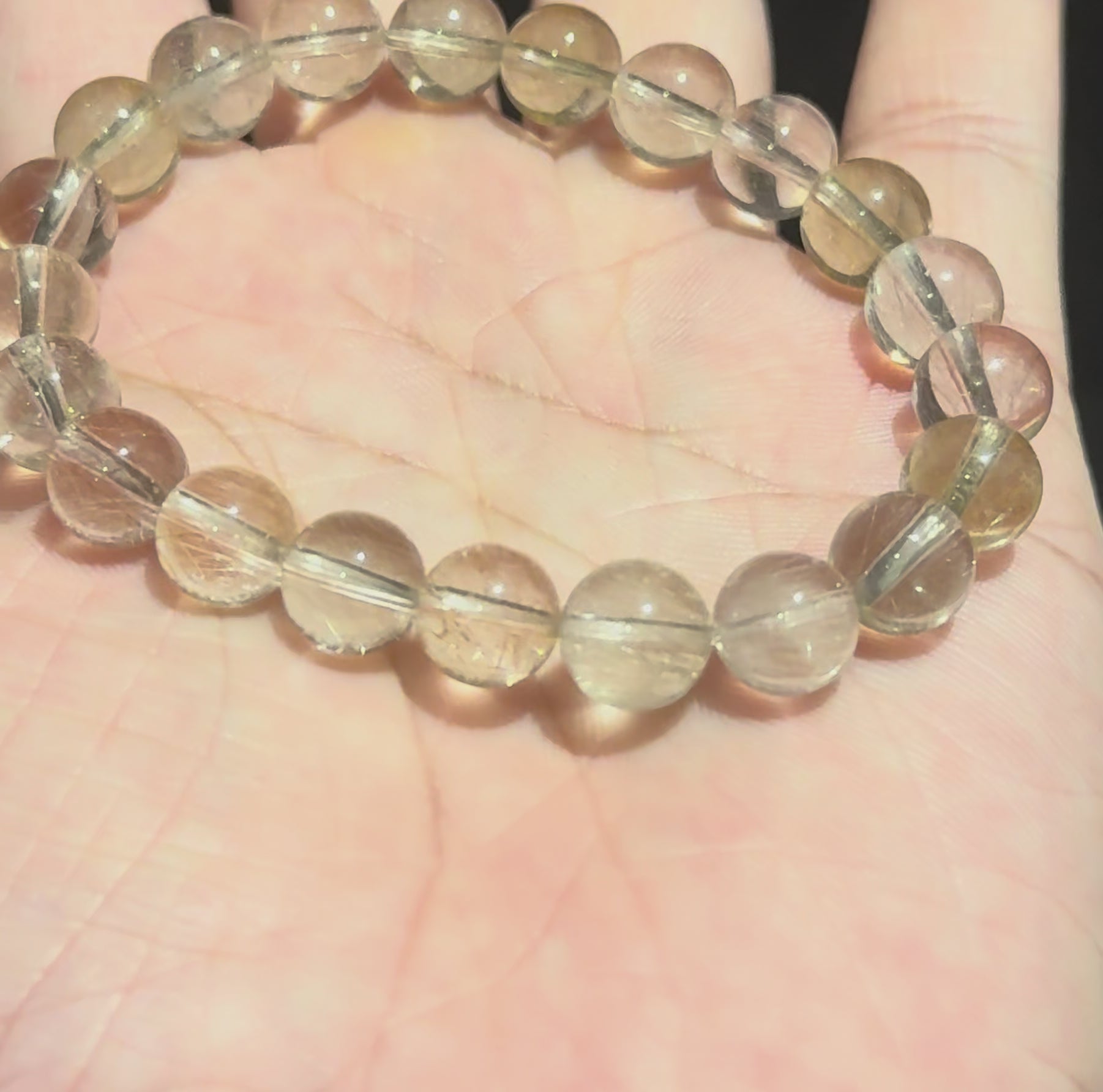 Ice Rabbit Hair Quartz Crystal Bracelet, 9–9.5mm