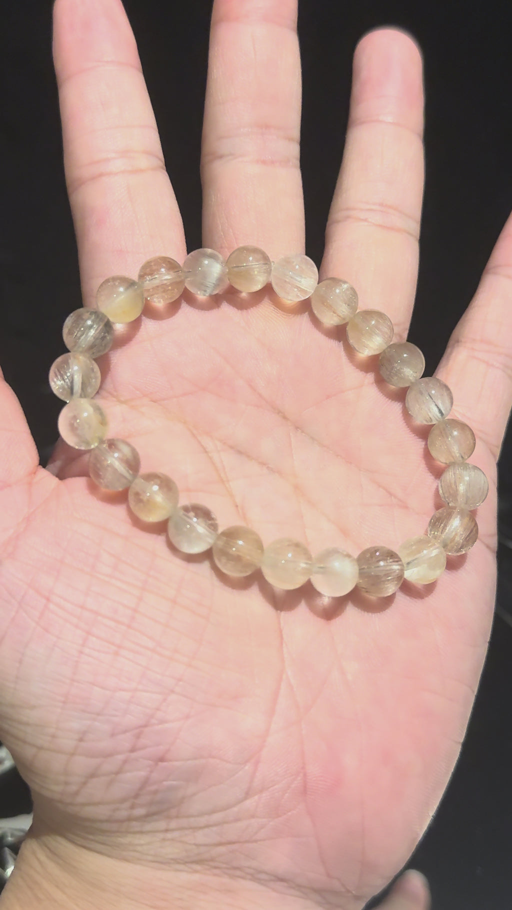 Icey Rabbit Hair Quartz Crystal Bracelet, 8.5-9mm