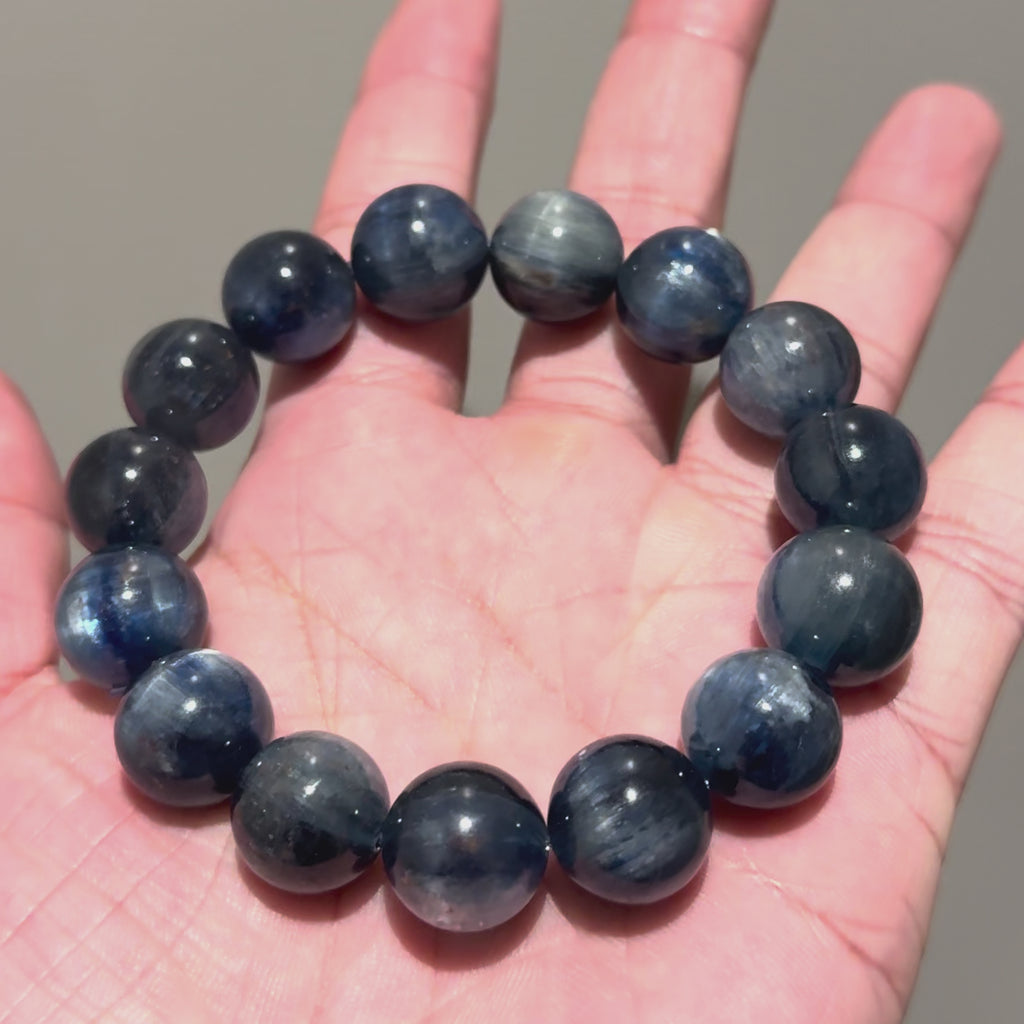 Blue Kyanite 16cm Crystal Bracelet, 11mm/14mm