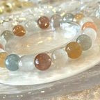 10-10.5mm Candy Rabbit Hair Crystal Beaded Bracelet 14-17cm Adjustable