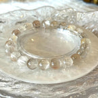 8.5-9 mm Ice Rabbit Hair Quartz Crystal Beaded Bracelet 14-17cm Adjustable